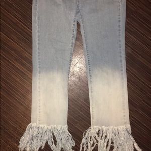 Frayed Light Wash Denim Jeans
